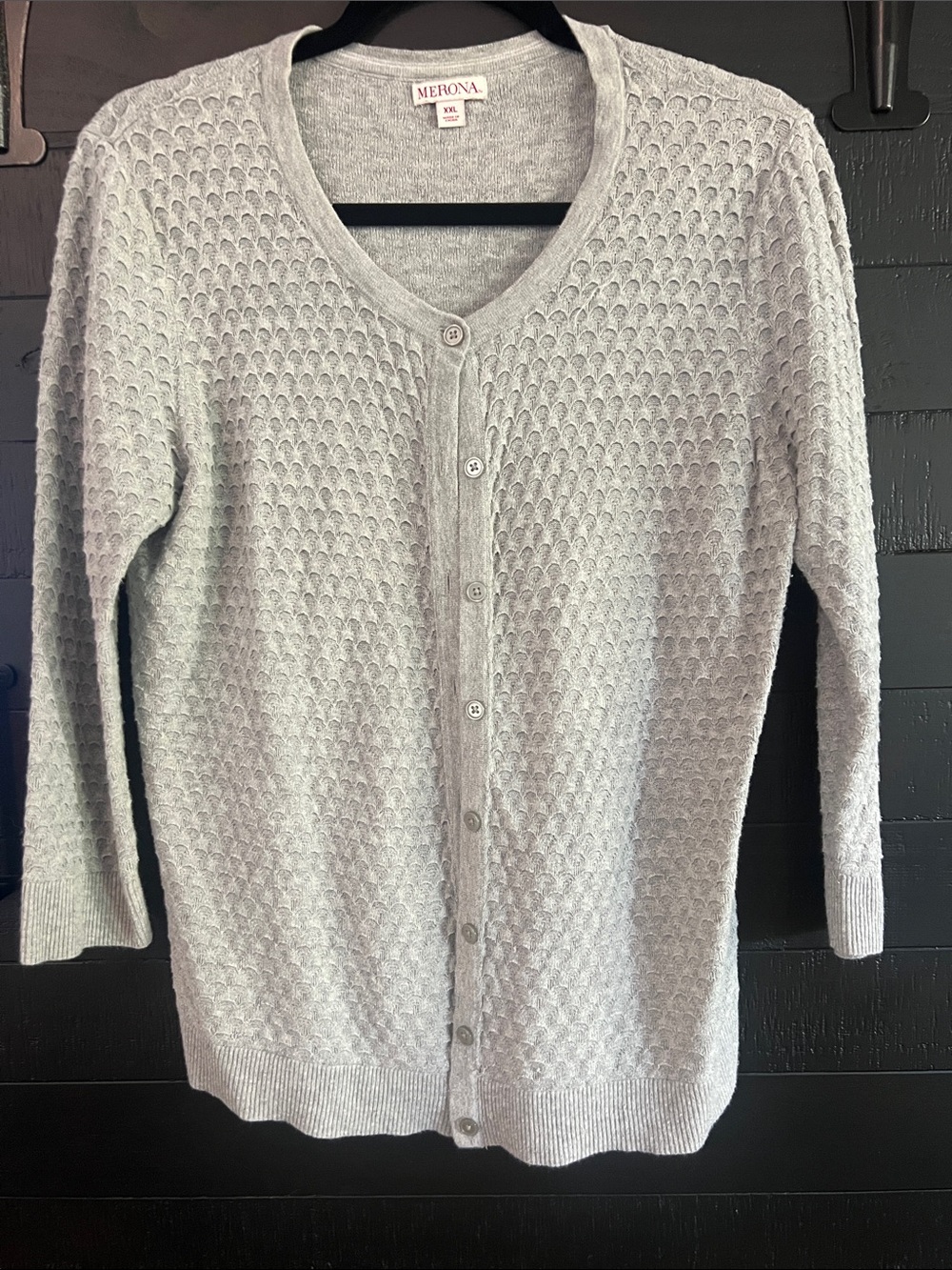 Merona Light Gray Knit Button-Front Cardigan